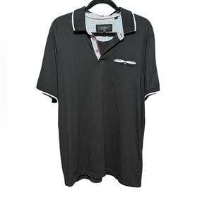 Ted Baker Black Polo Shirt with White Accents Modal / Cotton Blend Luxury Sz XXL
